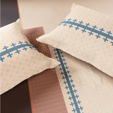Spaces Neo Chaap 100% Cotton 152 TC Percale Ornate Large Bedsheet with 2 Pillow Covers - 274 x 274 cm, Beige