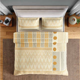 Spaces Neo Chaap 100% Cotton 152 TC Percale Geometric Large Bedsheet with 2 Pillow Covers - 274 x 274 cm, Yellow