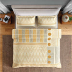 Spaces Neo Chaap 100% Cotton 152 TC Percale Geometric Large Bedsheet with 2 Pillow Covers - 274 x 274 cm, Yellow