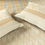 Spaces Neo Chaap 100% Cotton 152 TC Percale Geometric Large Bedsheet with 2 Pillow Covers - 274 x 274 cm, Yellow