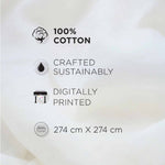Spaces Neo Chaap 100% Cotton 152 TC Percale Geometric Large Bedsheet with 2 Pillow Covers - 274 x 274 cm, Yellow