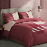 Spaces Avaris Structure Geometric 100% Cotton 210 TC Double Bedsheet with 2 Pillow Covers - 274 x 274 cm, Maroon