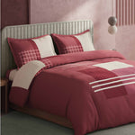 Spaces Avaris Structure Geometric 100% Cotton 210 TC Double Bedsheet with 2 Pillow Covers - 274 x 274 cm, Maroon