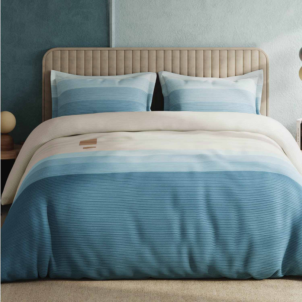 Spaces Avaris Structure Geometric 100% Cotton 210 TC Double Bedsheet with 2 Pillow Covers - 274 x 274 cm, Cream