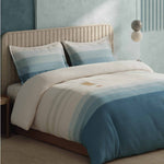 Spaces Avaris Structure Geometric 100% Cotton 210 TC Double Bedsheet with 2 Pillow Covers - 274 x 274 cm, Cream