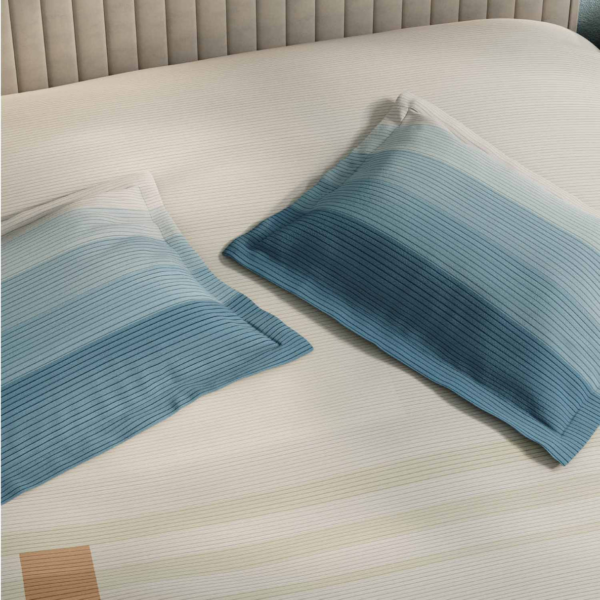 Spaces Avaris Structure Geometric 100% Cotton 210 TC Double Bedsheet with 2 Pillow Covers - 274 x 274 cm, Cream