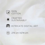 Spaces Avaris Structure Geometric 100% Cotton 210 TC Double Bedsheet with 2 Pillow Covers - 274 x 274 cm, Beige