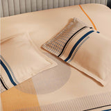 Spaces Avaris Structure Geometric 100% Cotton 210 TC Double Bedsheet with 2 Pillow Covers - 274 x 274 cm, Beige