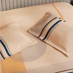 Spaces Avaris Structure Geometric 100% Cotton 210 TC Double Bedsheet with 2 Pillow Covers - 274 x 274 cm, Beige