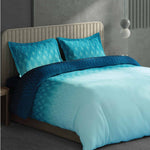 Spaces Avaris Eco Abstract 100% Cotton 144 TC Double Bedsheet with 2 Pillow Covers - 274 x 274 cm, Dark Blue