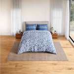 Spaces Rio Bloomscape 100% Cotton 132 TC Percale Fioral Double Bedsheet with 2 Pillow Covers - 228 x 274 cm, Blue