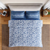 Spaces Rio Bloomscape 100% Cotton 132 TC Percale Fioral Double Bedsheet with 2 Pillow Covers - 228 x 274 cm, Blue