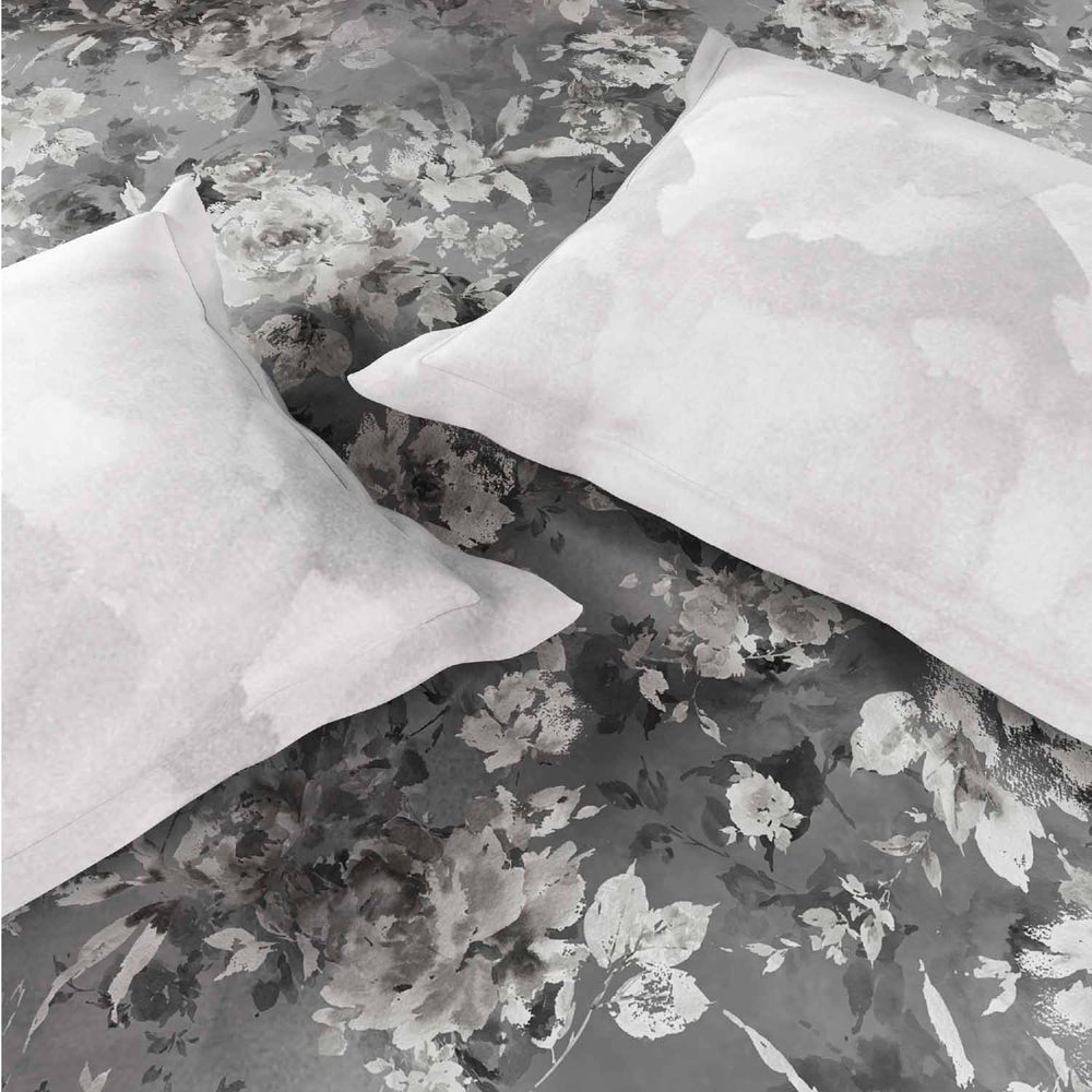 Spaces Rio Bloomscape 100% Cotton 132 TC Percale Fioral Double Bedsheet with 2 Pillow Covers - 228 x 274 cm, Grey