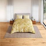Spaces Rio Bloomscape 100% Cotton 132 TC Percale Fioral Double Bedsheet with 2 Pillow Covers - 228 x 274 cm, Light Yellow