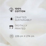 Spaces Rio Bloomscape 100% Cotton 132 TC Percale Fioral Double Bedsheet with 2 Pillow Covers - 228 x 274 cm, Light Yellow