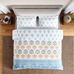 Spaces Rio Summer Carvan 100% Cotton 132 TC Percale Ornate Double Bedsheet with 2 Pillow Covers - 228 x 274 cm, Cream