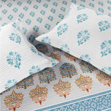 Spaces Rio Summer Carvan 100% Cotton 132 TC Percale Ornate Double Bedsheet with 2 Pillow Covers - 228 x 274 cm, Cream