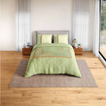 Spaces Rio Summer Carvan 100% Cotton 132 TC Percale Ornate Double Bedsheet with 2 Pillow Covers - 228 x 274 cm, Light Green