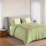Spaces Rio Summer Carvan 100% Cotton 132 TC Percale Ornate Double Bedsheet with 2 Pillow Covers - 228 x 274 cm, Light Green