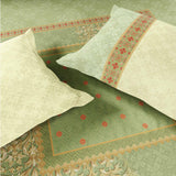 Spaces Rio Summer Carvan 100% Cotton 132 TC Percale Ornate Double Bedsheet with 2 Pillow Covers - 228 x 274 cm, Light Green