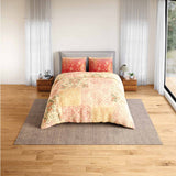 Spaces Rio Summer Carvan 100% Cotton 132 TC Percale Ornate Double Bedsheet with 2 Pillow Covers - 228 x 274 cm, Light Peach