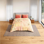 Spaces Rio Summer Carvan 100% Cotton 132 TC Percale Ornate Double Bedsheet with 2 Pillow Covers - 228 x 274 cm, Light Peach