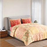 Spaces Rio Summer Carvan 100% Cotton 132 TC Percale Ornate Double Bedsheet with 2 Pillow Covers - 228 x 274 cm, Light Peach
