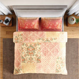 Spaces Rio Summer Carvan 100% Cotton 132 TC Percale Ornate Double Bedsheet with 2 Pillow Covers - 228 x 274 cm, Light Peach
