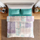Spaces Rio Geoform 100% Cotton 132 TC Percale Geometric Double Bedsheet with 2 Pillow Covers - 228 x 274 cm, Violet