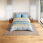 Spaces Rio Geoform 100% Cotton 132 TC Percale Geometric Double Bedsheet with 2 Pillow Covers - 228 x 274 cm, Blue