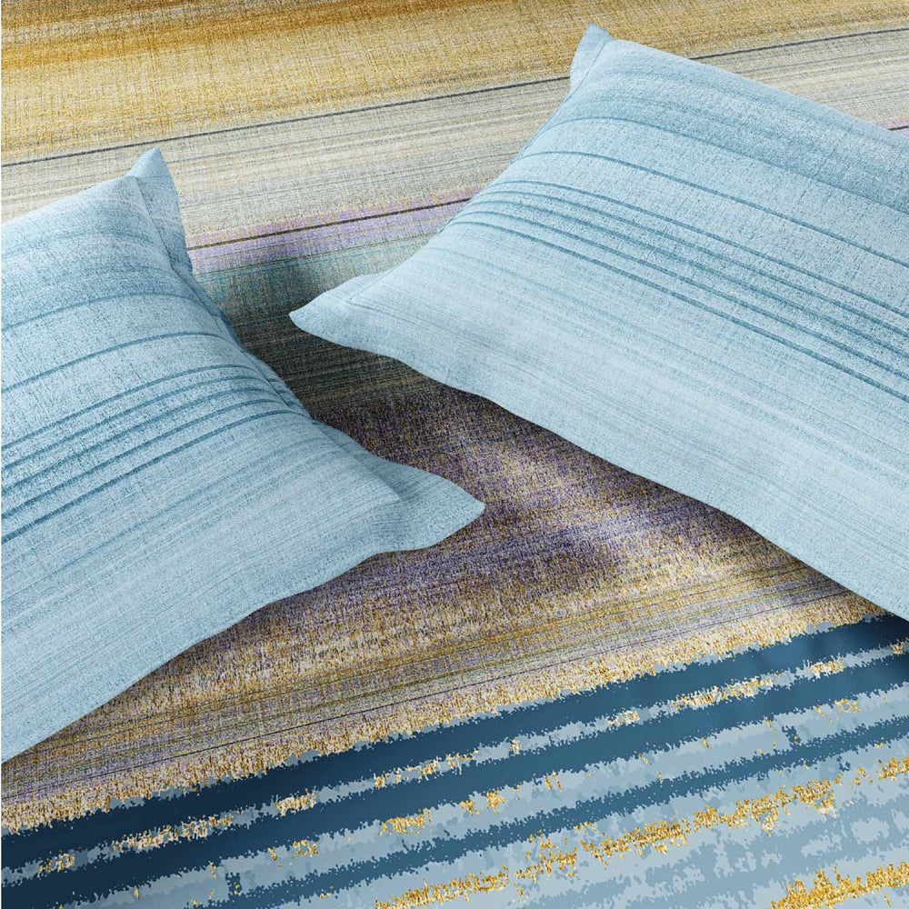 Spaces Rio Geoform 100% Cotton 132 TC Percale Geometric Double Bedsheet with 2 Pillow Covers - 228 x 274 cm, Blue