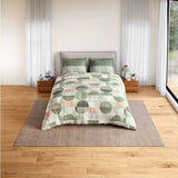 Spaces Rio Geoform 100% Cotton 132 TC Percale Geometric Double Bedsheet with 2 Pillow Covers - 228 x 274 cm, Dark Green