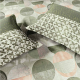 Spaces Rio Geoform 100% Cotton 132 TC Percale Geometric Double Bedsheet with 2 Pillow Covers - 228 x 274 cm, Dark Green