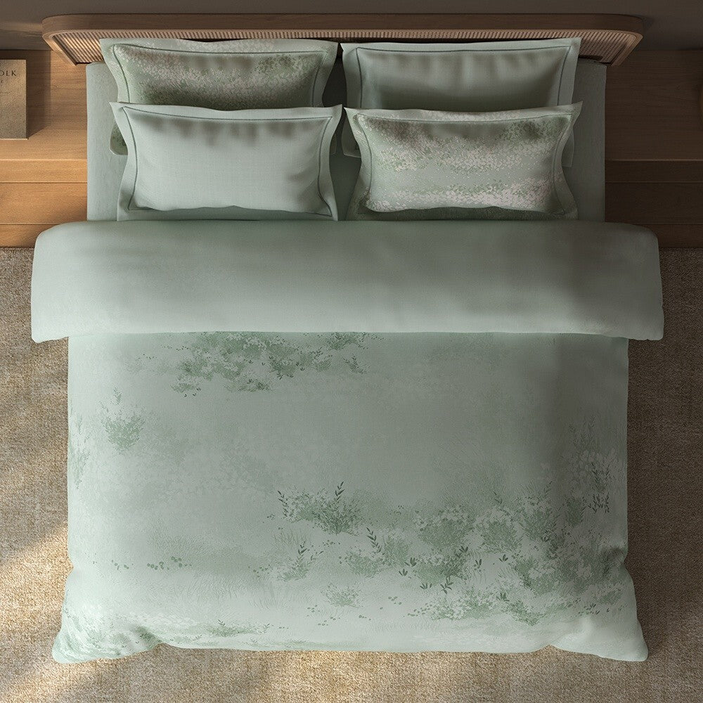 Spaces Sierra Floral 100% Hygro Cotton 210 TC Large Bedsheet with 4 Pillow Covers - 108 x 108 Inches, Light Aqua