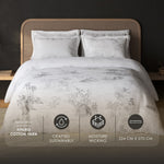 Spaces Sierra Floral 100% Hygro Cotton 210 TC Large Bedsheet with 4 Pillow Covers - 108 x 108 Inches, White