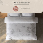Spaces Sierra Floral 100% Hygro Cotton 210 TC Large Bedsheet with 4 Pillow Covers - 108 x 108 Inches, White