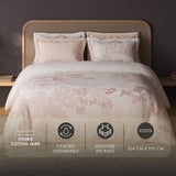 Spaces Sierra Floral 100% Hygro Cotton 210 TC Large Bedsheet with 4 Pillow Covers - 108 x 108 Inches, Light Blush