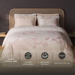 Spaces Sierra Floral 100% Hygro Cotton 210 TC Large Bedsheet with 4 Pillow Covers - 108 x 108 Inches, Light Blush