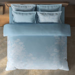 Spaces Sierra Floral 100% Hygro Cotton 210 TC Large Bedsheet with 4 Pillow Covers - 108 x 108 Inches, Light Blue