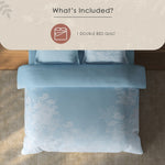 Spaces Sierra Floral 100% Hygro Cotton 210 TC Large Bedsheet with 4 Pillow Covers - 108 x 108 Inches, Light Blue