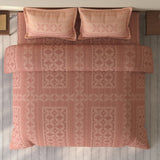 Spaces Rio 100% Cotton Ornate Double Bedsheet with 2 Pillow Covers - 90 x 108 Inches, Dark Blush