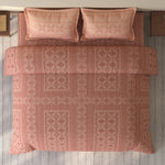 Spaces Rio 100% Cotton Ornate Double Bedsheet with 2 Pillow Covers - 90 x 108 Inches, Dark Blush
