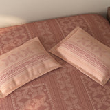 Spaces Rio 100% Cotton Ornate Double Bedsheet with 2 Pillow Covers - 90 x 108 Inches, Dark Blush