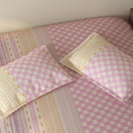 Spaces Rio 100% Cotton Ornate Double Bedsheet with 2 Pillow Covers - 90 x 108 Inches, Pink