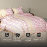 Spaces Rio 100% Cotton Ornate Double Bedsheet with 2 Pillow Covers - 90 x 108 Inches, Pink