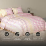 Spaces Rio 100% Cotton Ornate Double Bedsheet with 2 Pillow Covers - 90 x 108 Inches, Pink