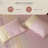 Spaces Rio 100% Cotton Ornate Double Bedsheet with 2 Pillow Covers - 90 x 108 Inches, Pink