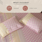 Spaces Rio 100% Cotton Ornate Double Bedsheet with 2 Pillow Covers - 90 x 108 Inches, Pink