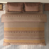 Spaces Rio 100% Cotton Ornate Double Bedsheet with 2 Pillow Covers - 90 x 108 Inches, Light Brown