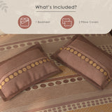 Spaces Rio 100% Cotton Ornate Double Bedsheet with 2 Pillow Covers - 90 x 108 Inches, Light Brown